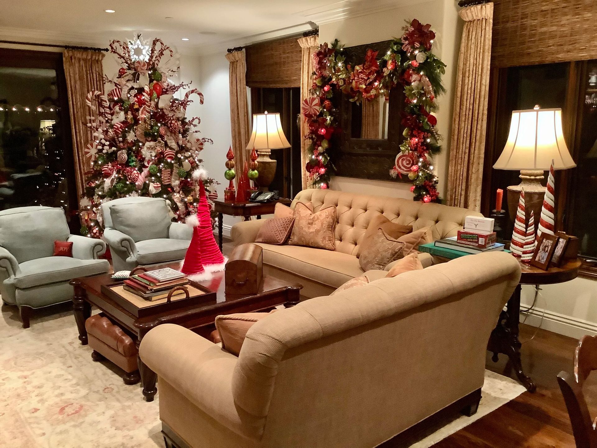 Cozy living room with festive decorations